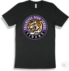 Tallassee High School Tigers Black T-shirt - Mascot Circle Design
