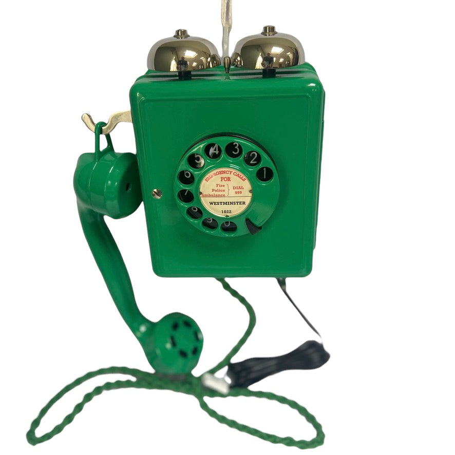 Antique Swiss WEIDMANN 1950's Lime Green Bakelite Wall Telephone