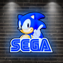 Sonic the Hedgehog SEGA Logo 3D LED Light Box, SEGA Sign Lightbox, Perfect for Game Room, Bedroom, Functional Dimmer, 5V, USB Plug In