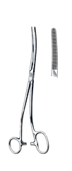 Bozeman Uterine Dressing Forceps, Curved W/ One large Ring 10" (25 cm) - Garana Industries