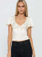 Sun Will Rise Tie Detail Top Cream