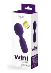 Wini Silicone Rechargeable Mini Wand Massager - Deep Purple