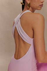 Marlee Asymmetrical Slinky Maxi Dress - Ombre Pink