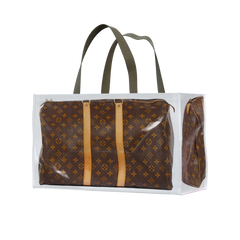 TITA ELVIE DUFFLE GROCERY BAG, BROWN CANVAS, LARGE