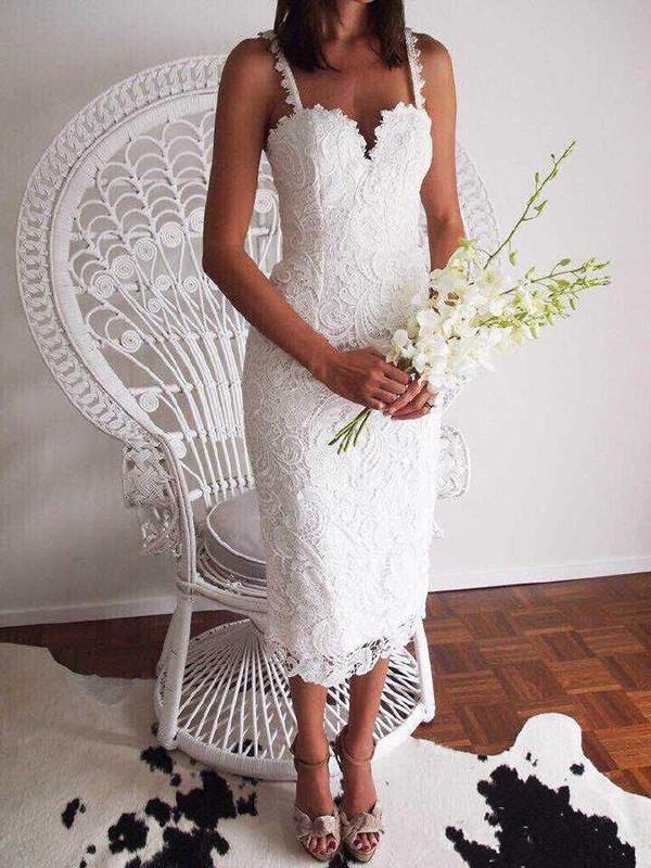 Sexy Lace Thin Straps Sweet Heart Bodycon Midi Dress