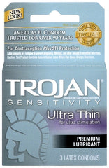 "Trojan Sensitivity Ultra Thin Lubricated Condoms - 3 Pack TJ92620"