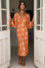 Raise The Sun Midi Dress Orange