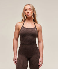 Gymshark Adapt X Whitney Animal Seamless Midi Tank - Soft Brown/Archive Brown