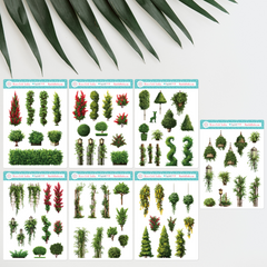 Leafy Bush, Trees, Plants, & Topiary Art Deco Sticker Kit