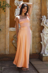 Blissful Satin Maxi Dress Orange
