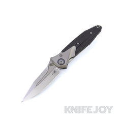 MICROTECH 262M-4CFTI Signature Series Socom Bravo Mini Warcom Folder Spear Point Hand Rubbed Satin Blade with Blue Titanium Pivot Collar and Carbon Fiber Scales