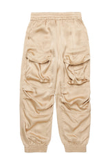 Utility-style satin cargo pants