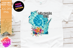 Tie Dye Girl States - (Individual States: Choose from all 50 US States, District of Columbia, PR, or Guam) - Sublimation/Printable Designs