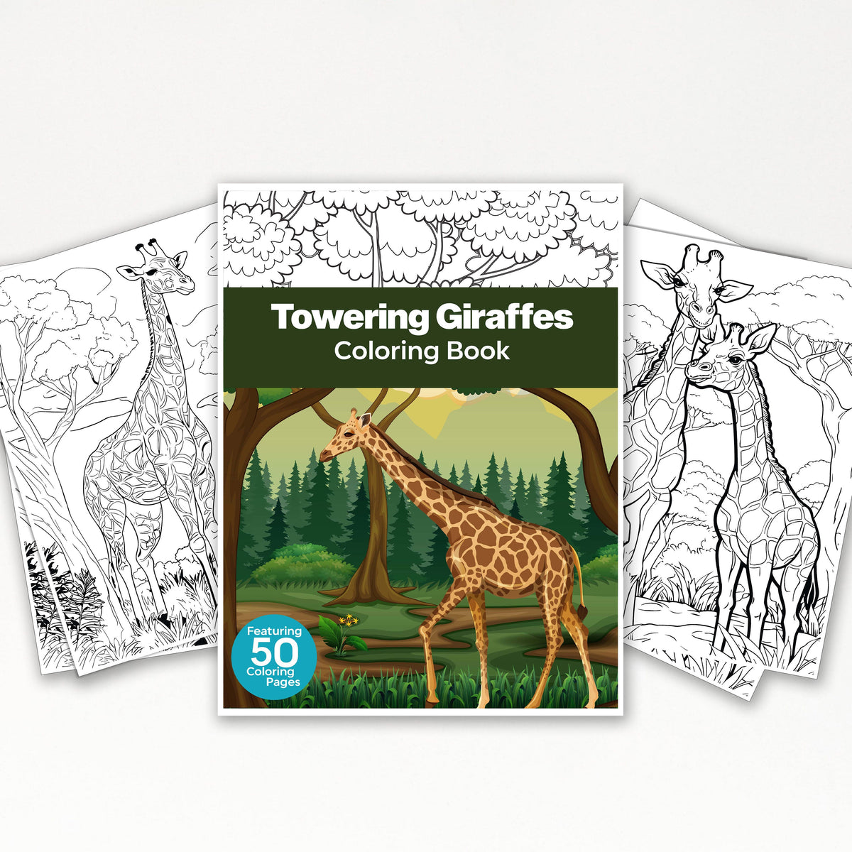 50 Towering Giraffe Printable Coloring Pages For Kids & Adults (INSTANT DOWNLOAD)