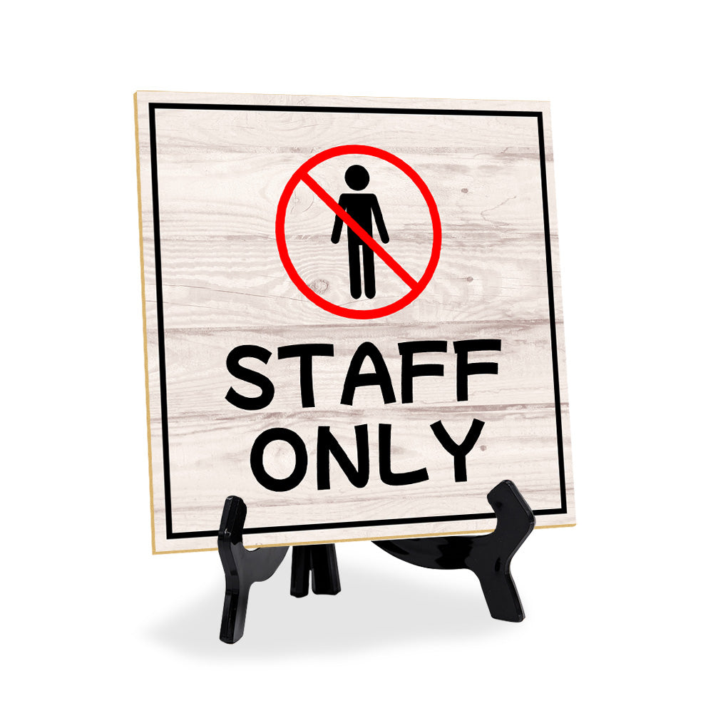 Staff Only 5"x 5" Square Table Sign With Acrylic Easel | Home & Office Decor