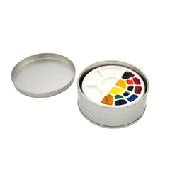 Tabula Rasa Mini Handmade Ceramic Palette With 16 Wells - Set of 2 in a Metal Tin
