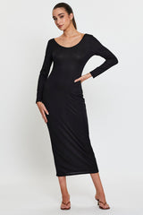 Black Midi Dress Long Sleeve Bodycon