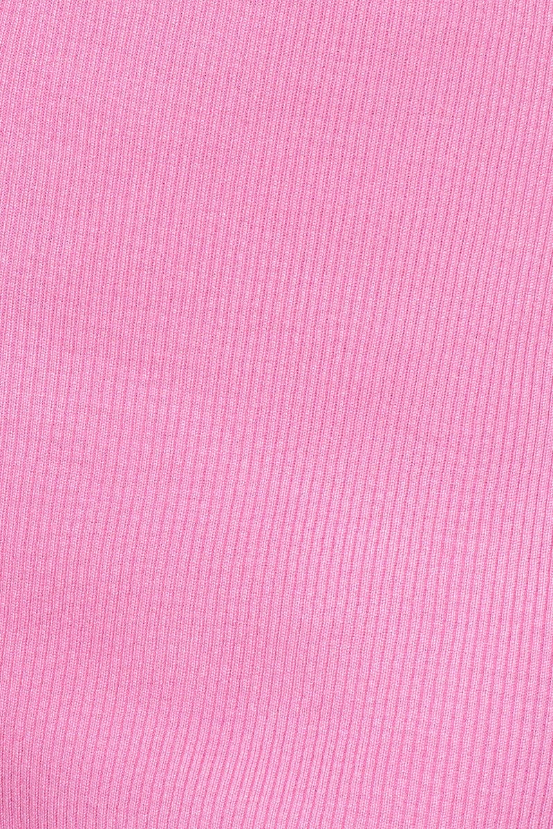 Pink Dress Sleeveless Mini Halter Neck Knit
