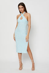 Multi Midi Dress Halter Neck