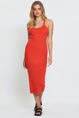 Red Knit Dress Midi