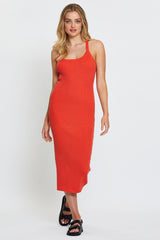 Red Knit Dress Midi