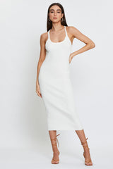White Knit Dress Midi