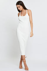 White Knit Dress Midi