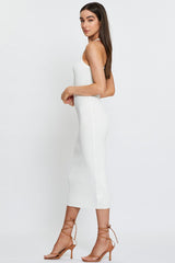 White Knit Dress Midi