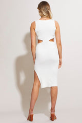 White Knit Dress Midi