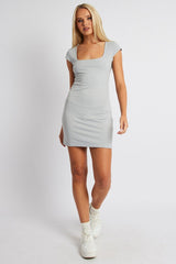 Grey Dress Short Sleeve Square Neck Supersoft