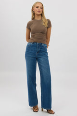 Brown T Shirt Short Sleeve Crew Neck Modal