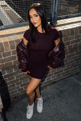 Red Mini Dress Short Sleeve Crew Neck
