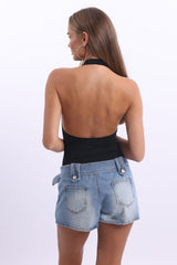 Black Halter Bodysuit Sleeveless