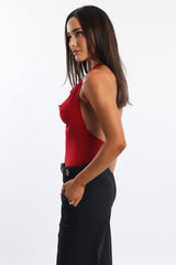 Red Halter Bodysuit Sleeveless