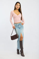 Pink Supersoft Top Long Sleeve Cross Over