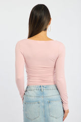 Pink Supersoft Top Long Sleeve Cross Over