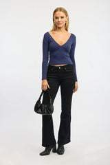 Blue Supersoft Top Long Sleeve Cross Over
