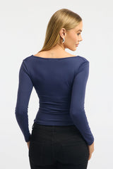 Blue Supersoft Top Long Sleeve Cross Over