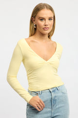 Yellow Supersoft Top Long Sleeve Cross Over
