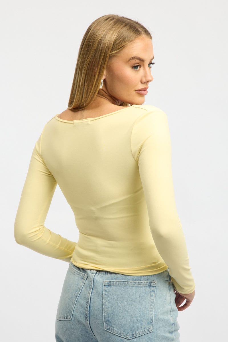 Yellow Supersoft Top Long Sleeve Cross Over