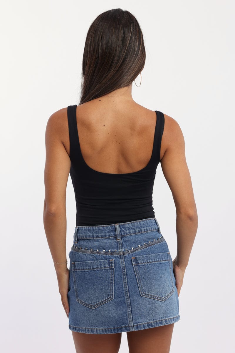 Black Bodysuit Sleeveless Double Layered Supersoft