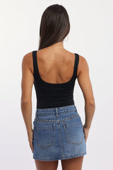 Black Bodysuit Sleeveless Double Layered Supersoft