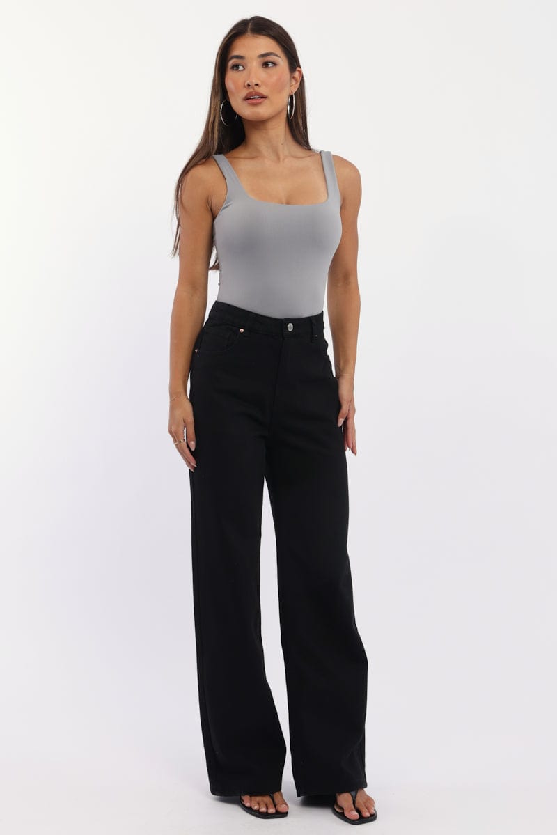Grey Bodysuit Sleeveless Double Layered Supersoft