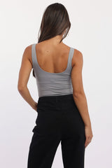 Grey Bodysuit Sleeveless Double Layered Supersoft