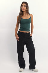 Green Tank Top Sleeveless Rib