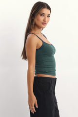Green Tank Top Sleeveless Rib