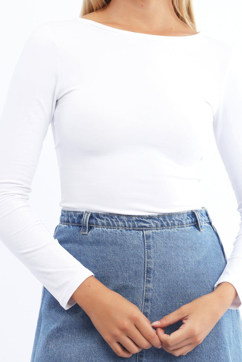 White Supersoft Fleece Top Long Sleeve