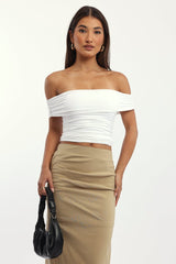 White Off Shoulder Top Supersoft