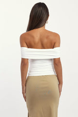 White Off Shoulder Top Supersoft