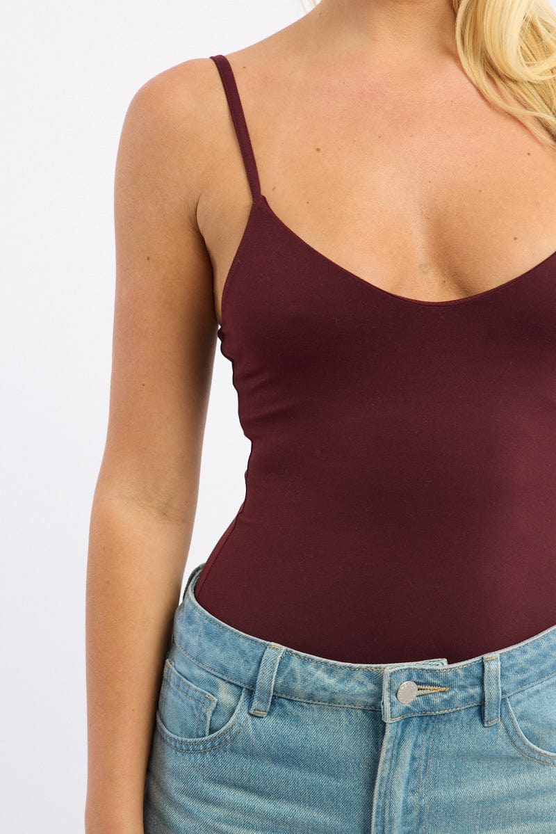 Red Supersoft Bodysuit Sleeveless Bra Insert